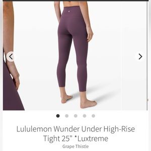 Lululemon Leggings Grape Thistle Wunder Under Luxtreme 25” size 4 high rise